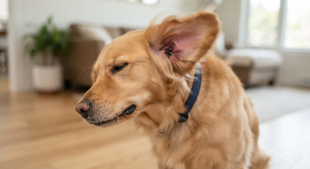 Dog shaking its head, an early symptom of dog ear infection