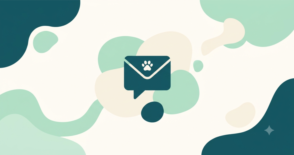Contact Fur & Coat pet care team illustration with envelope and paw print icon