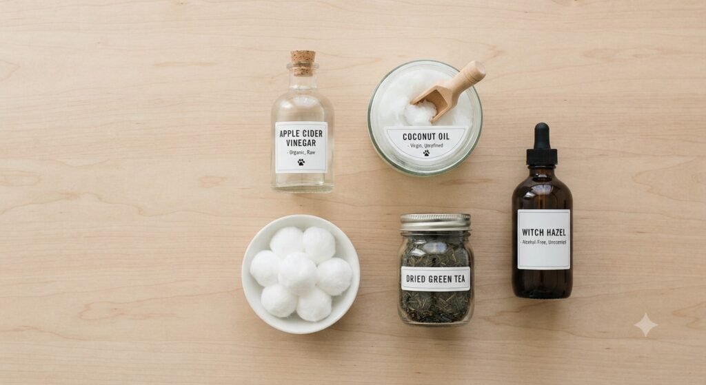 Natural home remedies for dog ear infections including apple cider vinegar and coconut oil