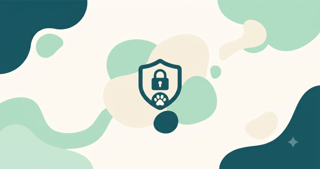 Fur & Coat privacy policy illustration with shield and paw print icon