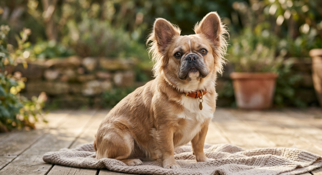 long haired fluffy French Bulldog with feathered ears