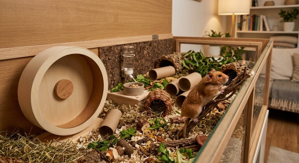 Does My Hamster Need a Friend with a healthy hamster exploring its enclosure